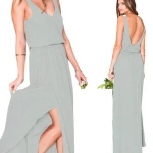 Show Me Your Mumu ‘Kendall’ Maxi dress in silver sage crisp S